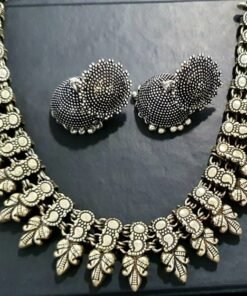 Leaf Design Silver Oxidised Necklace