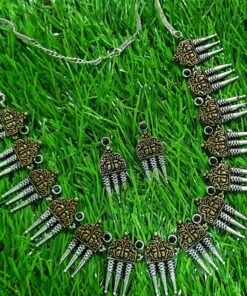 Gold And Silver Oxidised Necklace