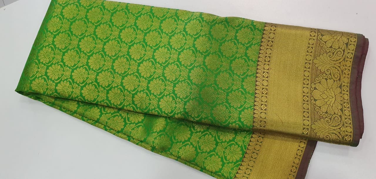 Olive Green and Gold Samudrika Silk Saree