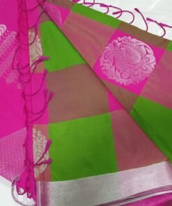Olive Green and Magenta Soft Silk Saree