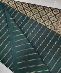 Dark Green and Gold Soft Silk Saree