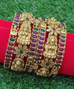Lakshmi With Flower Matte Finished Bangle set
