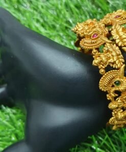 Lakshmi With Peacock Matte Finished Bangle set