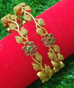 Leaf With Flower Matte Finished Bangle set