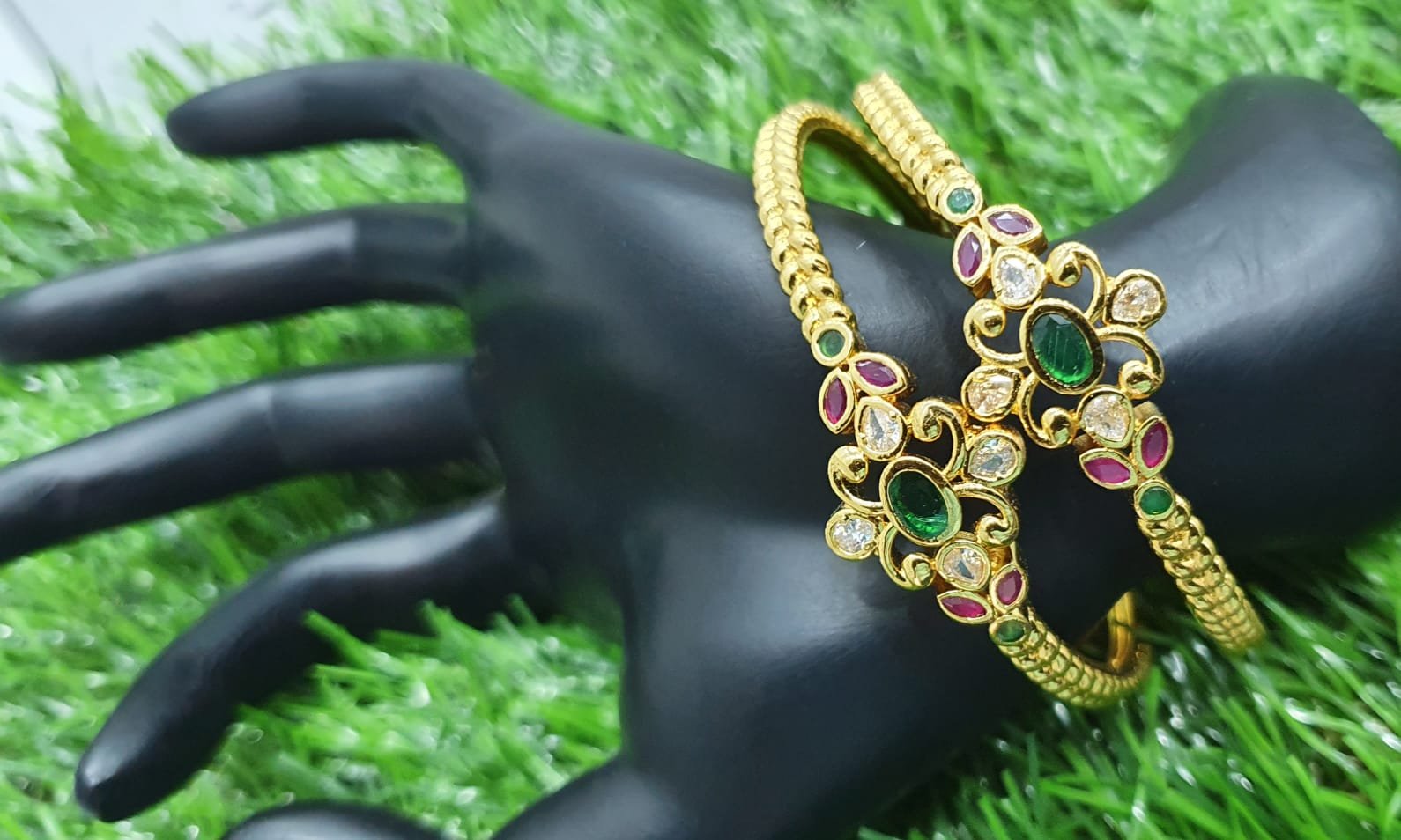 Flower Gold Plated Bangle Set