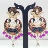 Peacock Design Marroon and Pink With Purple Pearls Meenakari Earring