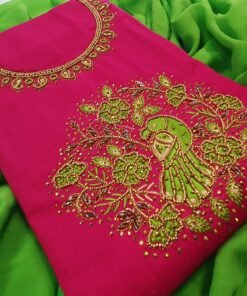 Pink and Green Ari Work Designer Shalwar Material