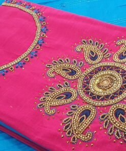 Pink and Sky Blue Designer Ari Work Shalwar Material