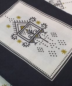 Black and Off White With Olive Green Designer Shalwar Material