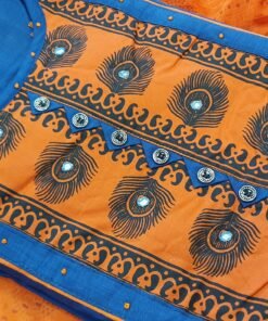 Royal Blue and Orange Designer Shalwar Material
