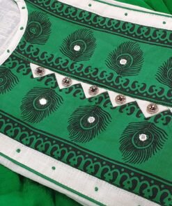 White and Green Designer Shalwar Material