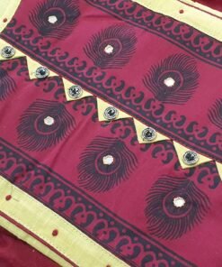 Butter colour and Maroon Designer Shalwar Material