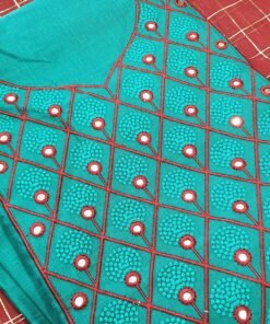 Sky Blue and Red Designer Shalwar Material