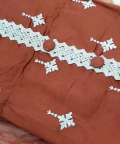 Marroon & White Designer Shalwar Material