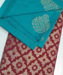 Sky Blue and Marroon With Gold Soft Silk Saree