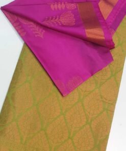 Pink and Light Green With Gold Soft Silk Saree