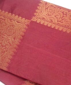 Marroon and Gold Silk Cotton Saree