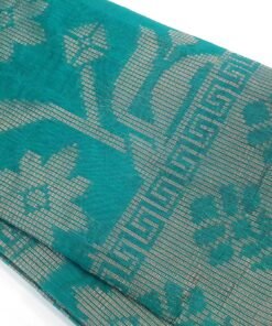 Peacock Green and Copper Gold Silk Cotton Saree