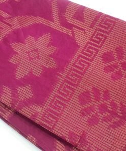 Dark Pink and Copper Gold Silk Cotton Saree
