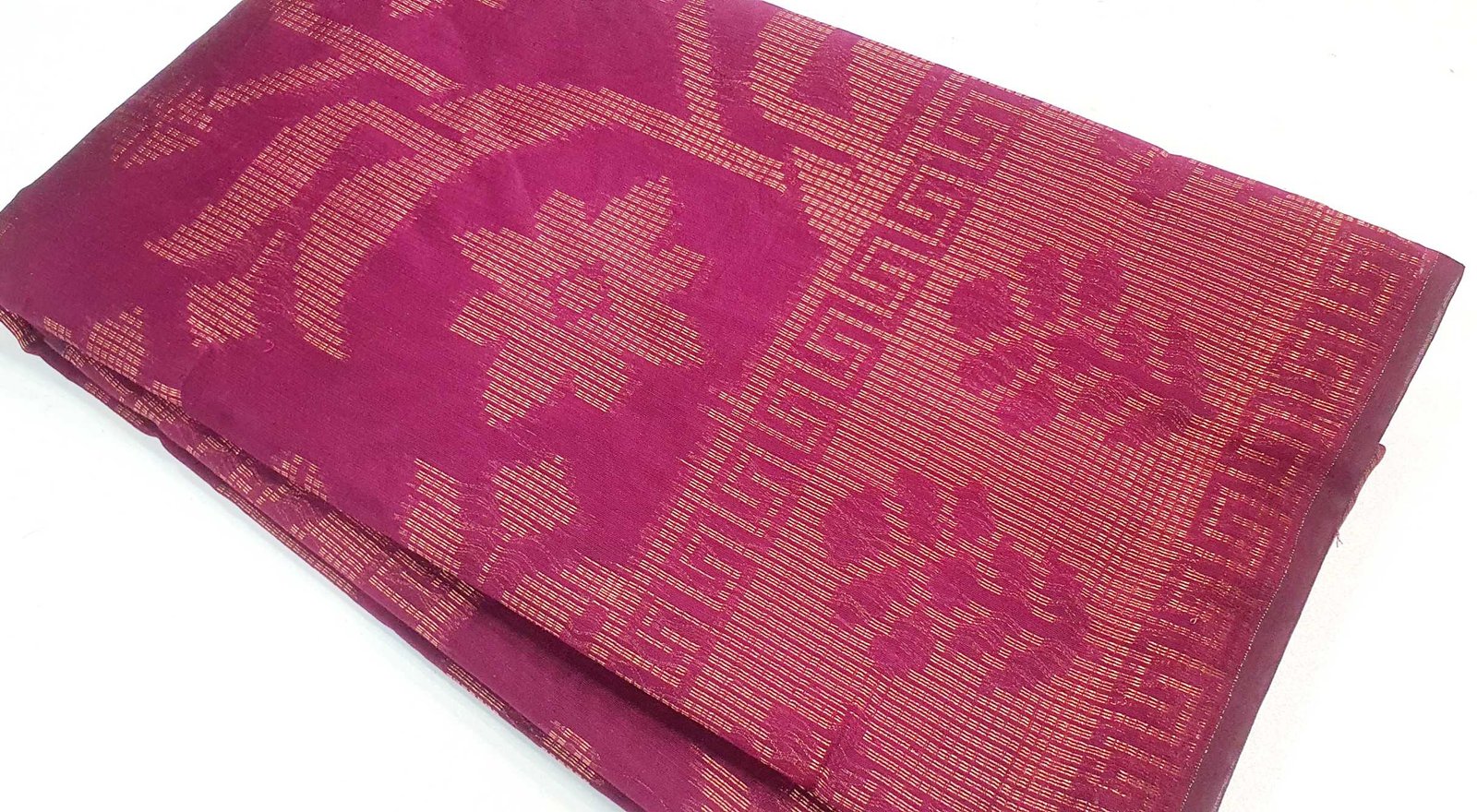 Dark Pink and Copper Gold Silk Cotton Saree Dark Pink and Copper Gold Silk Cotton Saree