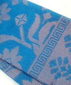 Blue and Copper Gold Silk Cotton Saree