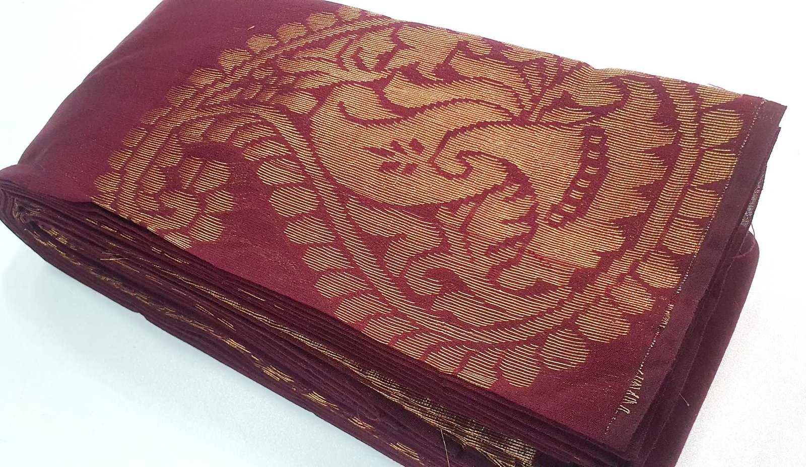 Marron and Gold Silk Cotton Sarees Marron and Gold Silk Cotton Sarees - Image 2