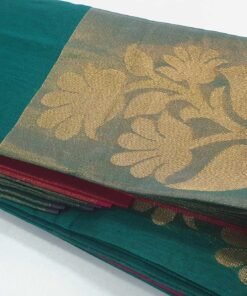 Peacock Green and Pink Silk Cotton Sarees