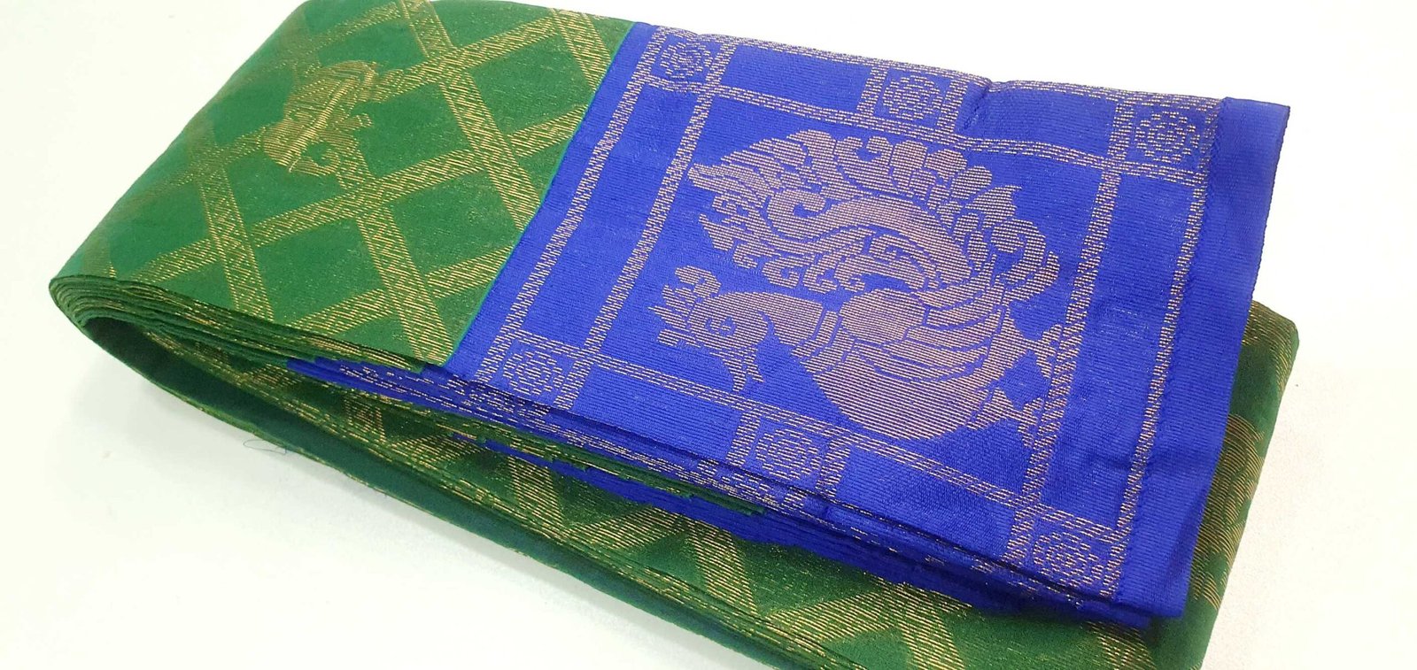 Green and Royal Blue Silk Cotton Sarees Green and Royal Blue Silk Cotton Sarees - Image 2