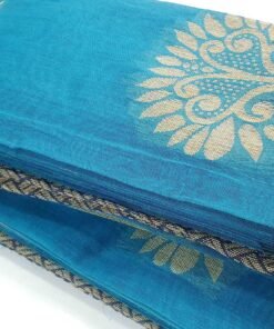 Sky Blue and Gold Silk Cotton Sarees Sky Blue and Gold Silk Cotton Sarees