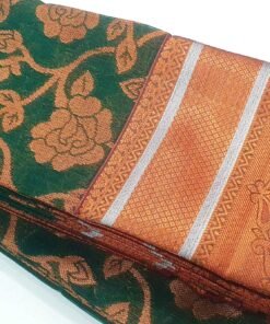 Alternative view of Dark Green and Gold Big Border Silk Cotton Saree