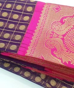 Purple and Pink Silk Big Border Cotton Saree