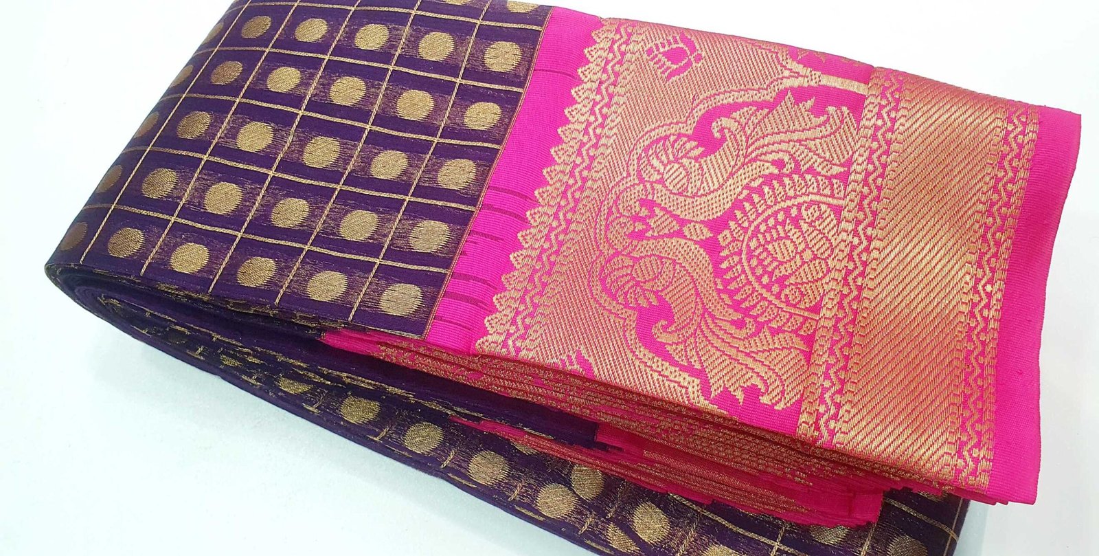 Purple and Pink Silk Big Border Cotton Saree Purple and Pink Silk Big Border Cotton Saree