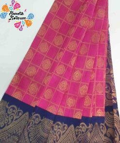 Pink and Blue Silk Cotton Sarees