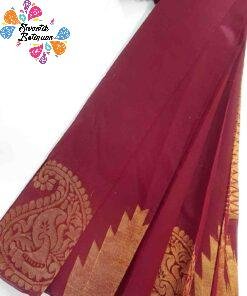 Marron and Gold Silk Cotton Sarees
