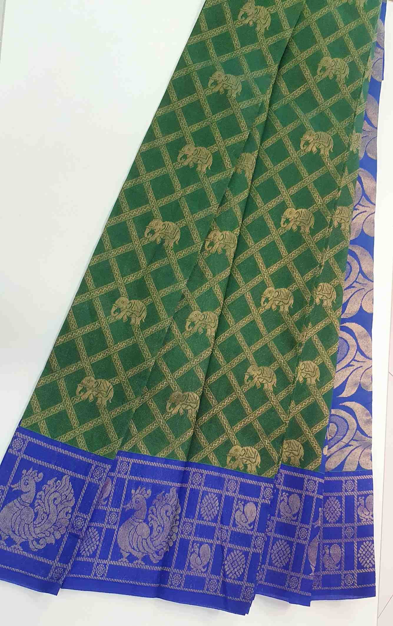 Green and Royal Blue Silk Cotton Sarees Green and Royal Blue Silk Cotton Sarees