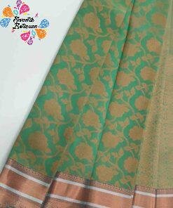 Peacock Light Green and Gold Big Border Silk Cotton Saree