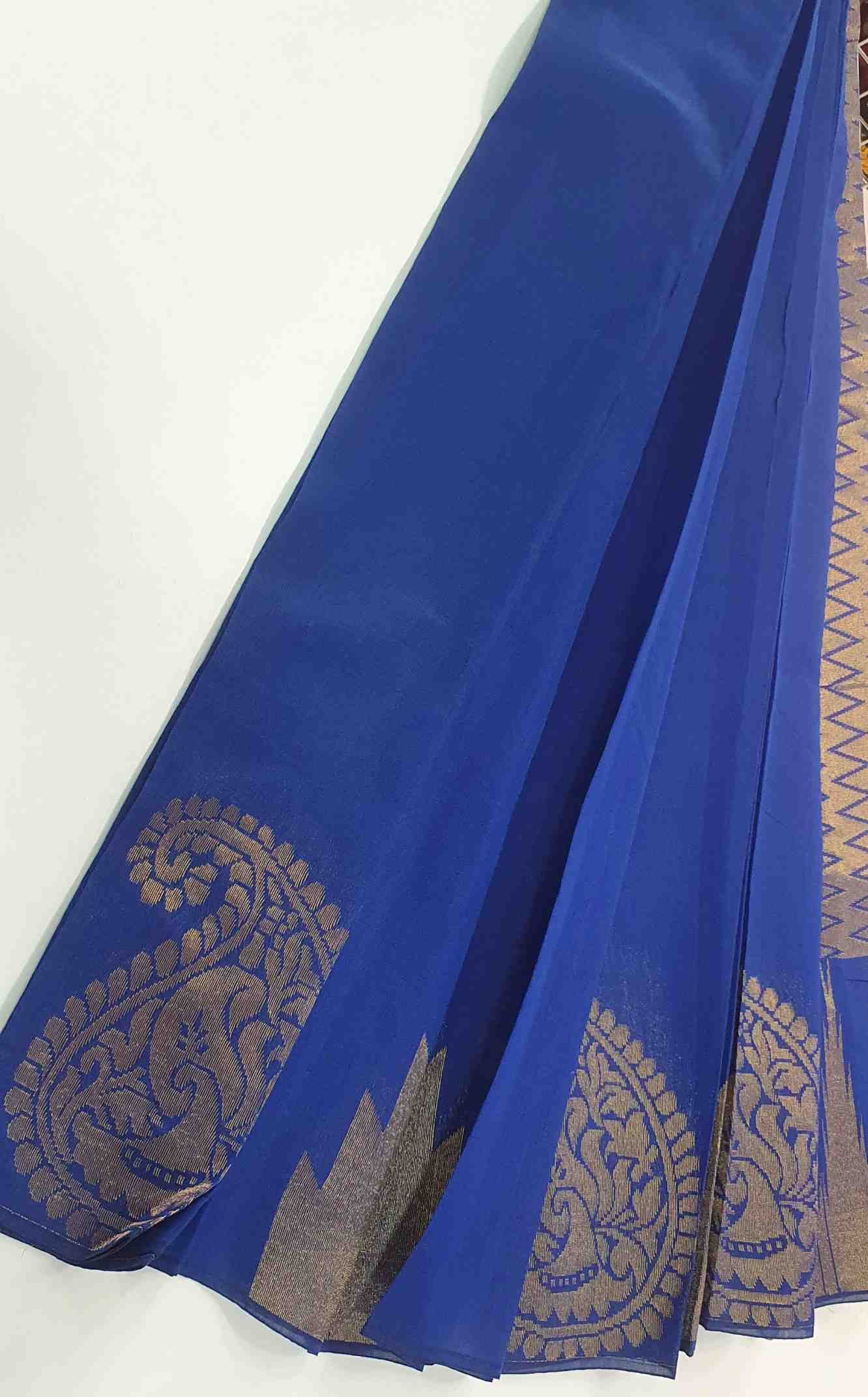 Royal Blue and Gold Silk Cotton Saree Royal Blue and Gold Silk Cotton Saree