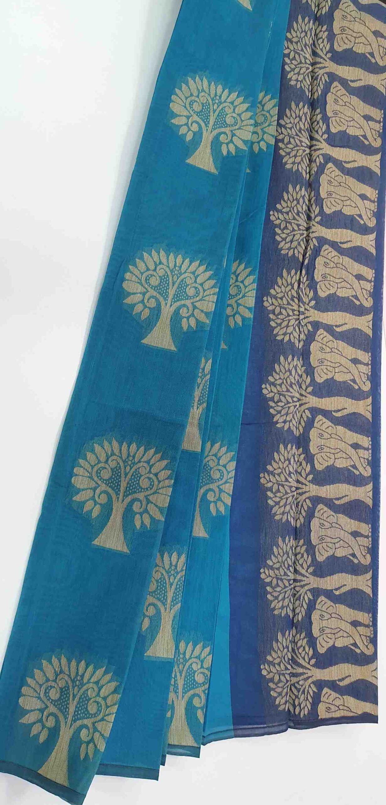 Sky Blue and Gold Silk Cotton Sarees Sky Blue and Gold Silk Cotton Sarees