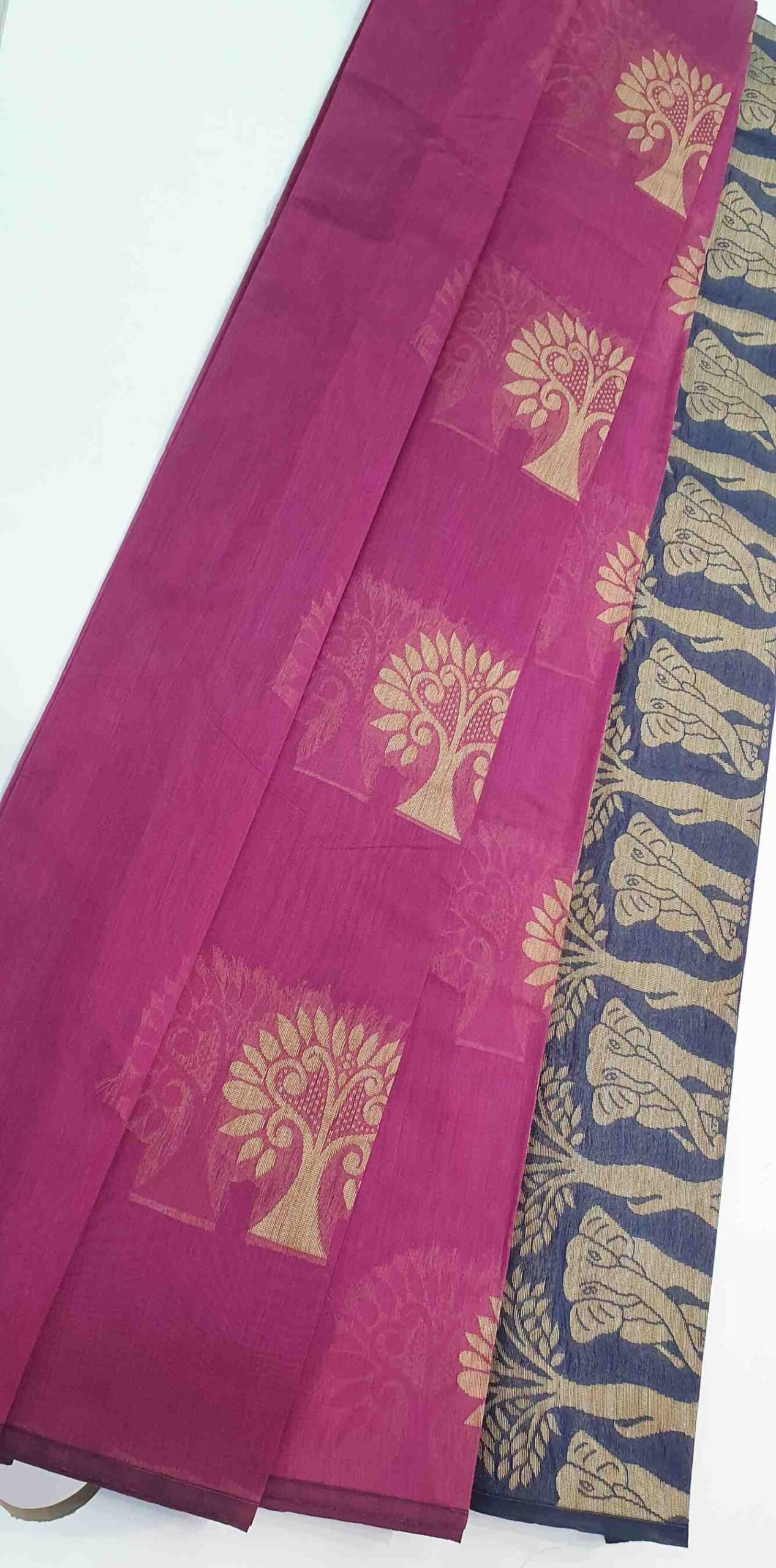 Pink and Blue Silk Cotton Sarees Pink and Blue Silk Cotton Sarees