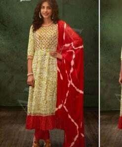Apple Green and Red Ready-Made Shalwar Suit Apple Green and Red Ready-Made Shalwar Suit