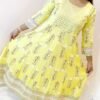 Yellow and White Women Frock Style Kurthi Yellow and White Women Frock Style Kurthi