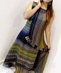 Black and Mustard With Gold Women Frock Style Kurthi