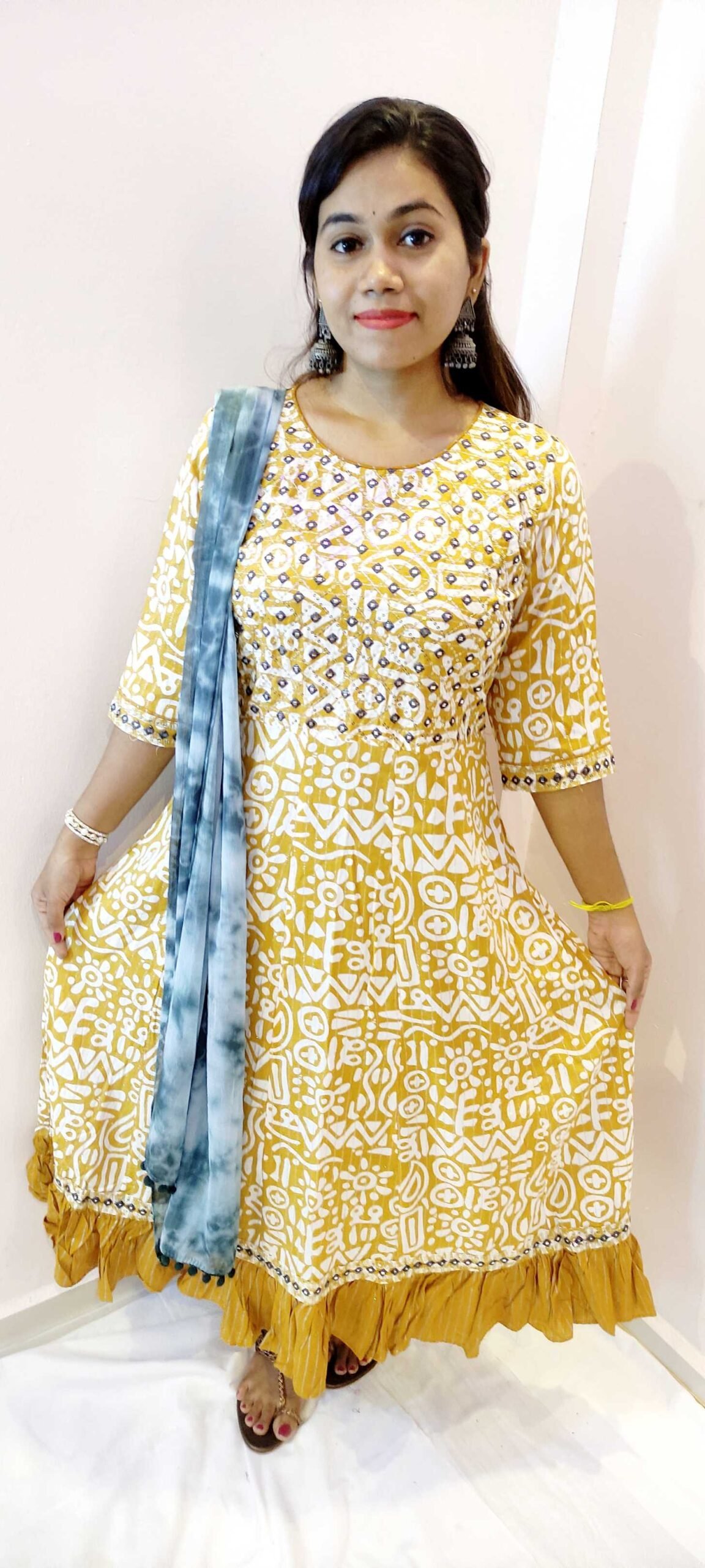 Yellow and Grey Ready-Made Shalwar Suit