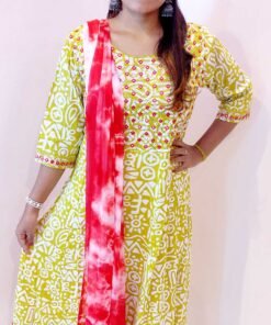 Apple Green and Red Ready-Made Shalwar Suit Apple Green and Red Ready-Made Shalwar Suit