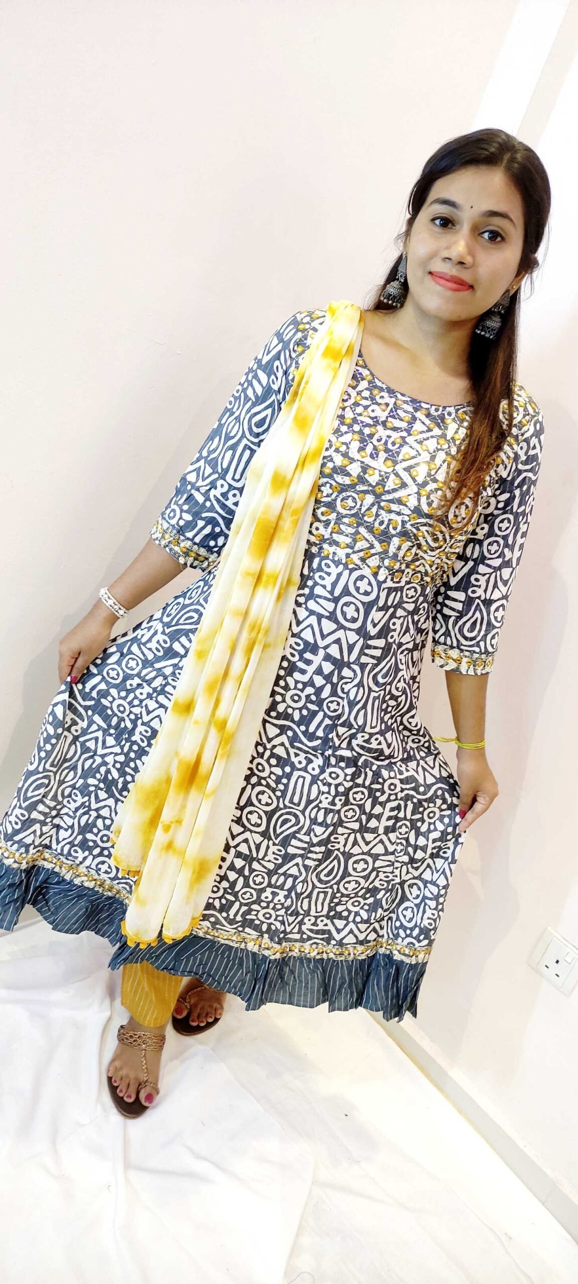 Grey and Yellow Ready-Made Shalwar Suit Grey and Yellow Ready-Made Shalwar Suit