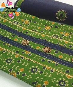 Green and Dark Blue Designer Shalwar Material
