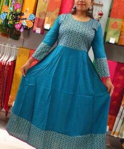 Light Blue and Pink Embroidery Frock Style Kurthi
