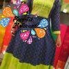 Navy Blue and Light Green Gold Printed Frock Style Kurthi Navy Blue and Light Green Gold Printed Frock Style Kurthi