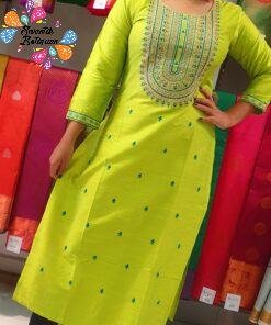 Light Green Embroidery Side Open Kurthi Light Green Embroidery Side Open Kurthi