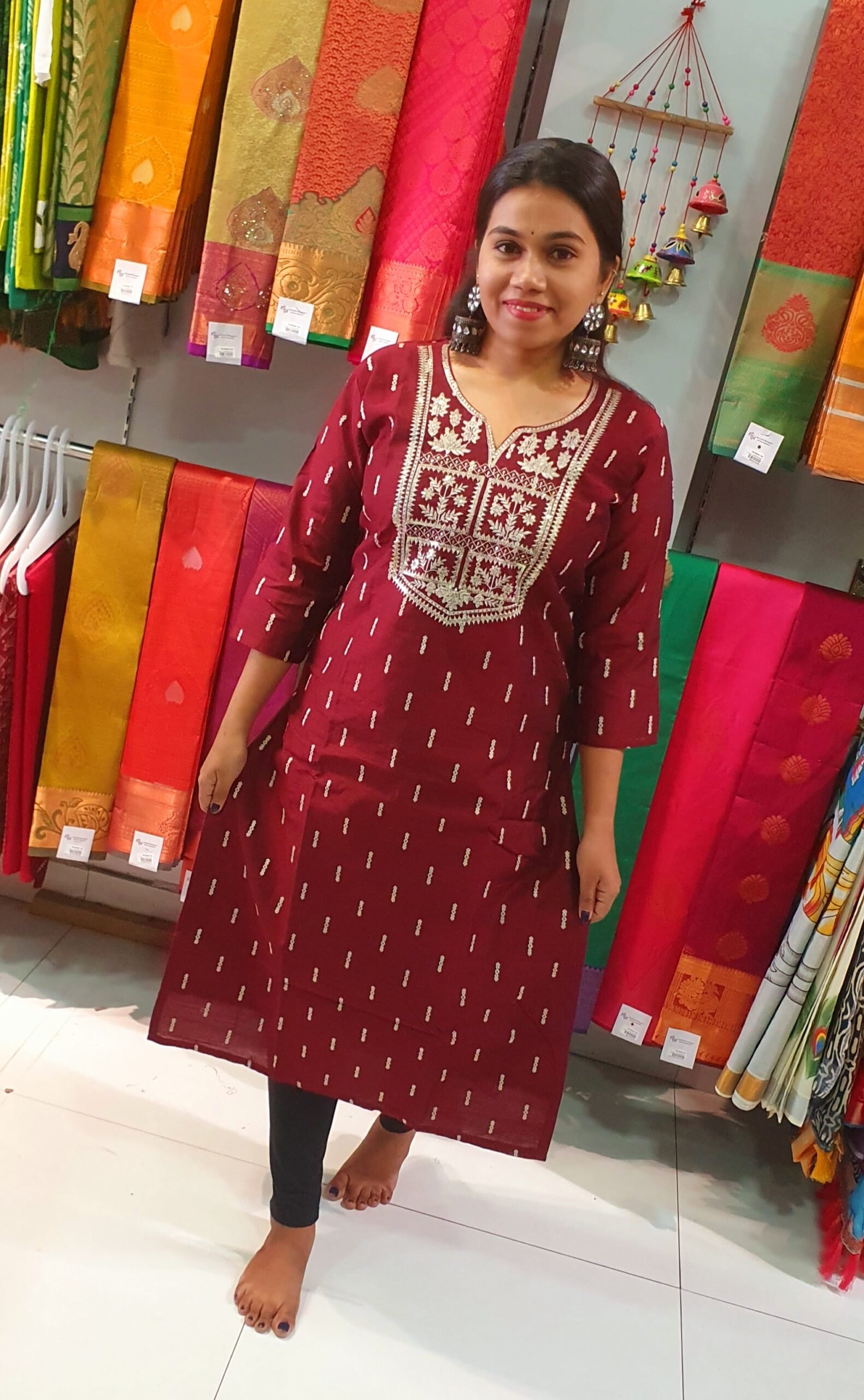 Marroon Embroidery Side Open Kurthi Marroon Embroidery Side Open Kurthi - Image 6